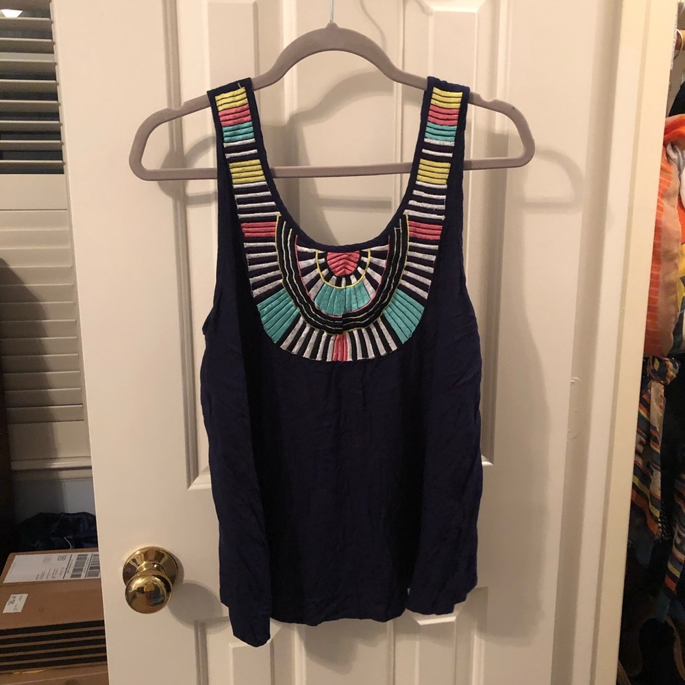 Navy open back tank top